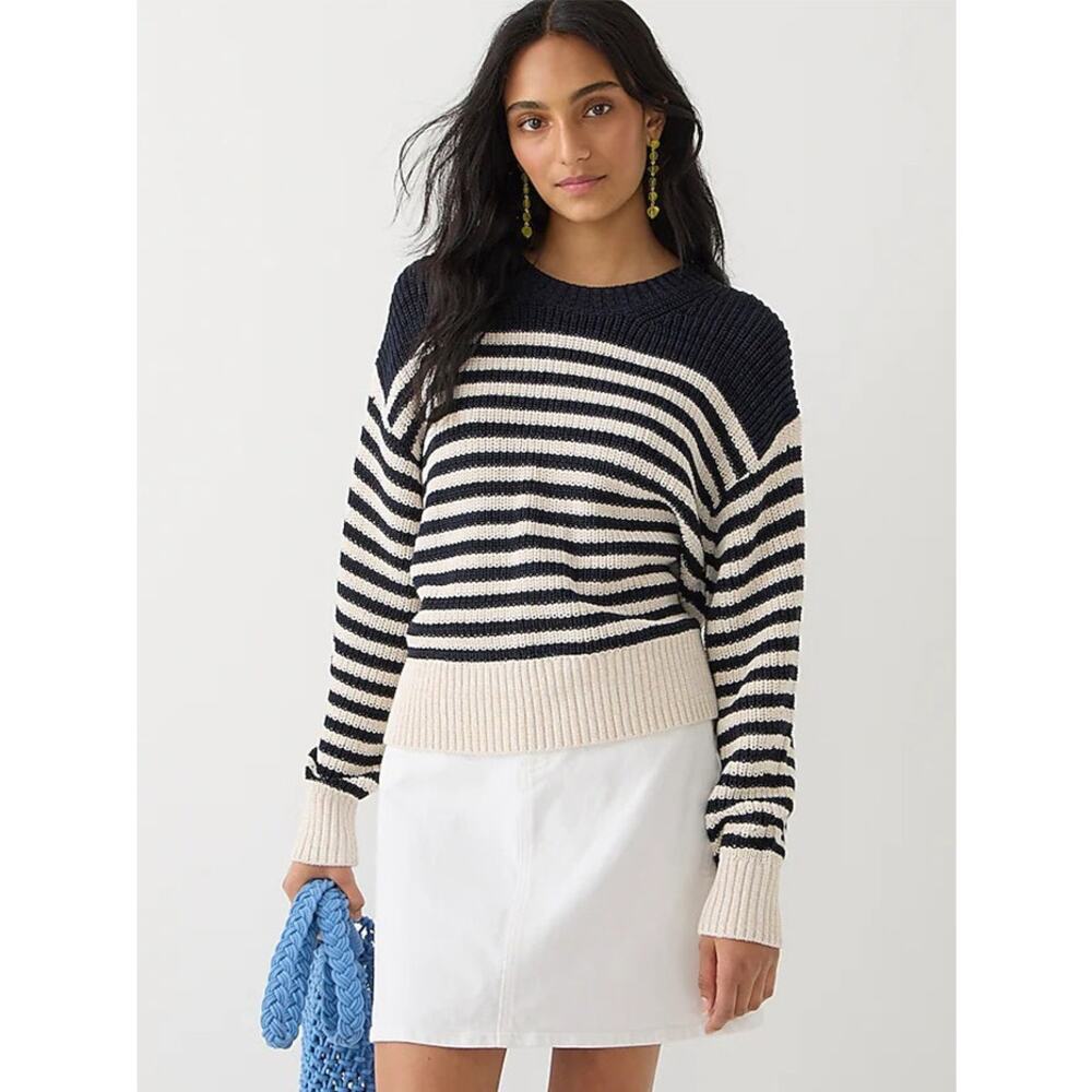 J.Crew Navy & Cream Striped Oversized Sweater – Size L